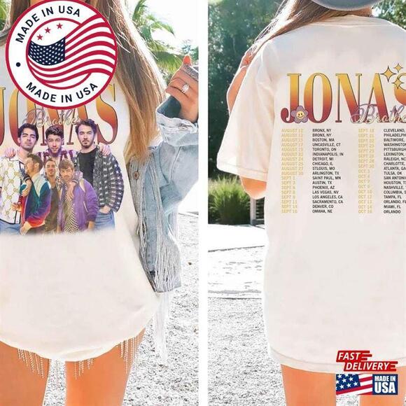 Tops - Retro Jonas Brothers Shirt Five Albums One Night Tour Unisex Classic 2 Sided